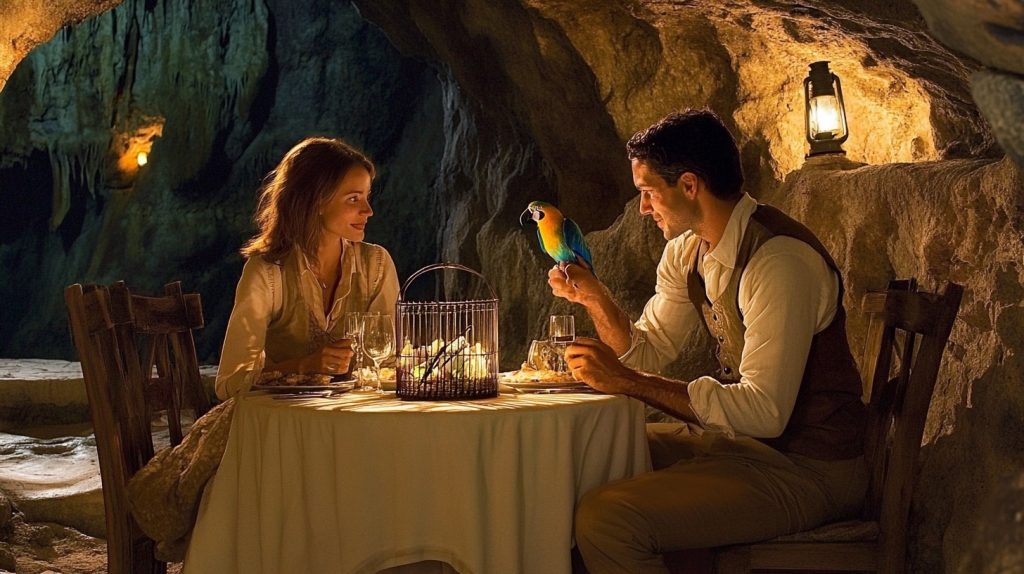 A couple dines at The Lost Eyrie