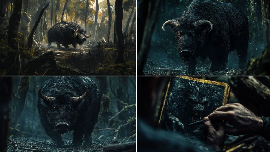 Different versions of the appearance of the yellow-eyed pig