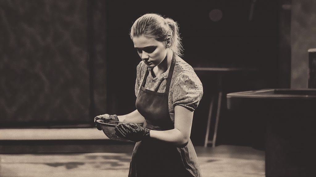 Bella Morgan as the serving maid in Gimlet